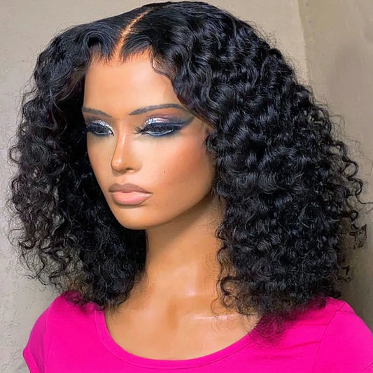 Lockige Bob-Perücke aus Echthaar – 4x4 Glueless Closure | Kurze Länge | Brasilianisches Remy-Haar | Transparentes Lace