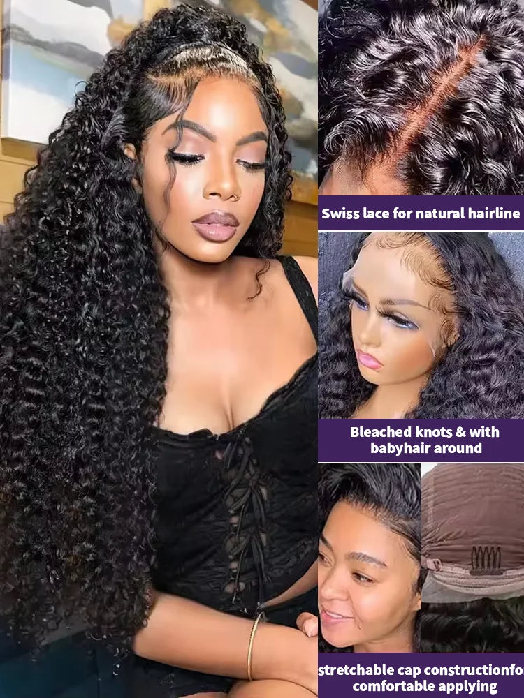 200 % Dichte – Lockige 5x5 Glueless Closure Perücke aus Echthaar | Vorgezupft | Transparentes Lace | Für Volumenliebhaberinnen