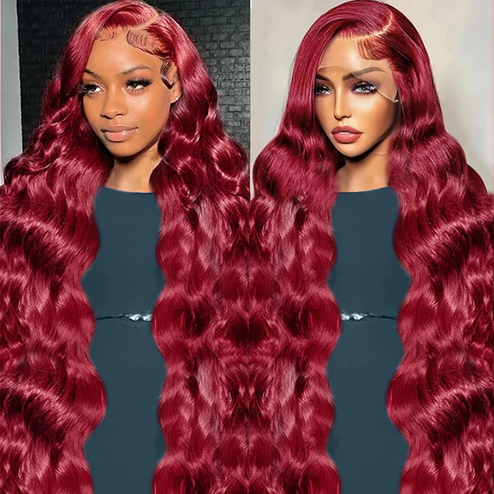 99J Burgundy Body Wave Perücke – 7x5 HD Lace Front | Glueless Brazilian Echthaar