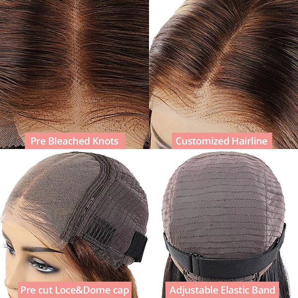 7x5 Glueless Lace Front Perücke –Body Wave | 100 % Echthaar | Highlight Ombre 4/27 | HD Swiss Lace