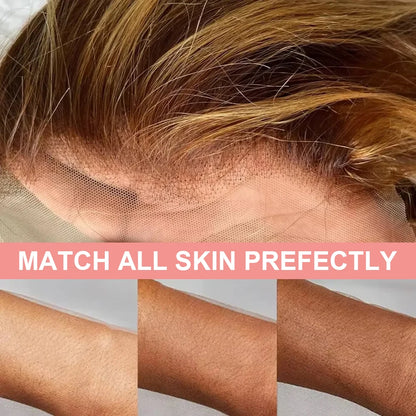 7x5 Glueless Lace Front Perücke –Body Wave | 100 % Echthaar | Highlight Ombre 4/27 | HD Swiss Lace