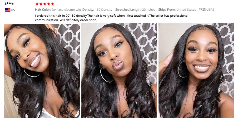 Body Wave Glueless HD Lace Perücke – 4x4 Transparent Lace | 100 % Echthaar | Abijale | Ready to Wear