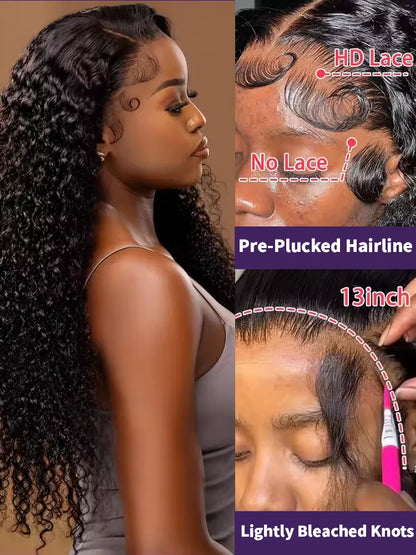 200 % Dichte – Lockige 5x5 Glueless Closure Perücke aus Echthaar | Vorgezupft | Transparentes Lace | Für Volumenliebhaberinnen