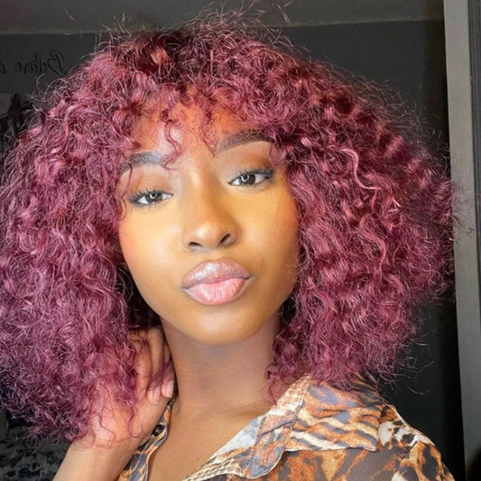 Kurze Pixie-Bob Perücke mit Pony – Jerry Curly Remy Echthaar Brasilianisch Honey Blonde | Sofort Tragbar