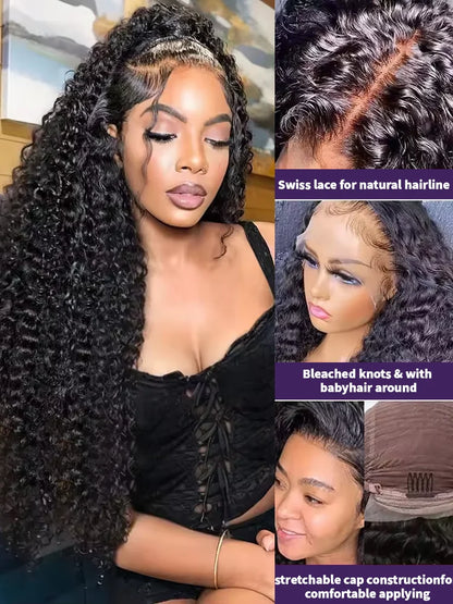 200 % Dichte – Lockige 5x5 Glueless Closure Perücke aus Echthaar | Vorgezupft | Transparentes Lace | Für Volumenliebhaberinnen