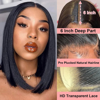 Short Bob Glueless Perücke – 7x5 Lace Front | 100 % Brasilianisches Echthaar | Gerade | 180 % Dichte