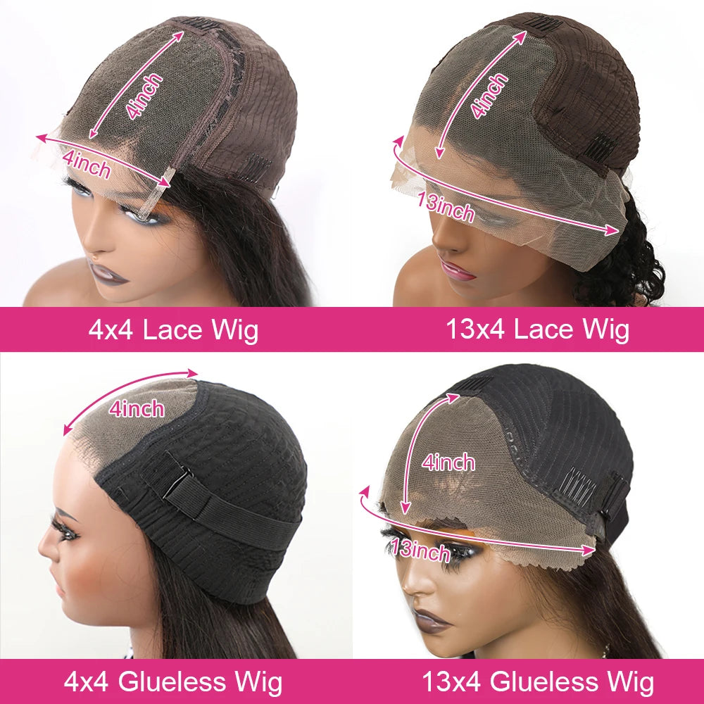 Lockige Bob-Perücke aus Echthaar – 4x4 Glueless Closure | Kurze Länge | Brasilianisches Remy-Haar | Transparentes Lace