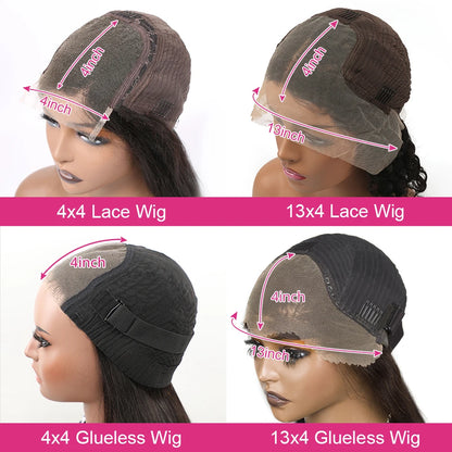 Lockige Bob-Perücke aus Echthaar – 4x4 Glueless Closure | Kurze Länge | Brasilianisches Remy-Haar | Transparentes Lace