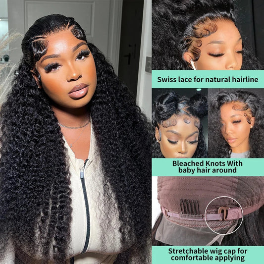 200 % Dichte – Lockige 5x5 Glueless Closure Perücke aus Echthaar | Vorgezupft | Transparentes Lace | Für Volumenliebhaberinnen