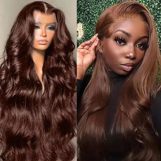 Chocolate Brown Glueless Lace Closure Perücke – 4x4 HD Transparent | Preplucked | Körperwelle | Echthaar | POPVIBES