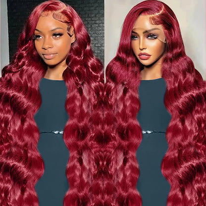 99J Burgundy Body Wave Perücke – 7x5 HD Lace Front | Glueless Brazilian Echthaar