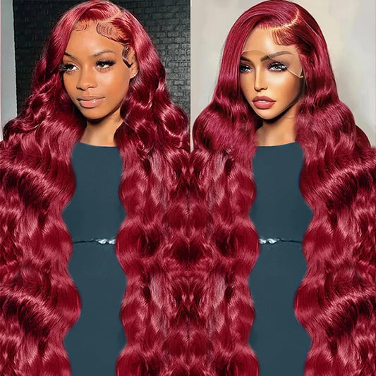 99J Burgundy Body Wave Perücke – 7x5 HD Lace Front | Glueless Brazilian Echthaar