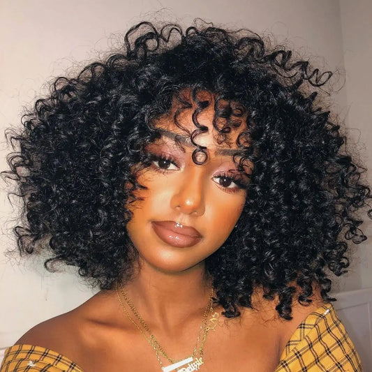 Lockige Bob-Perücke aus Echthaar – 4x4 Glueless Closure | Kurze Länge | Brasilianisches Remy-Haar | Transparentes Lace